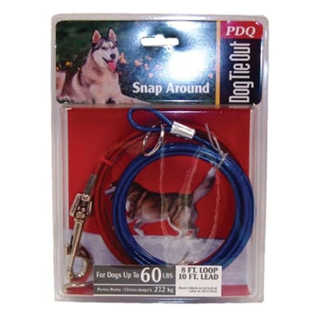 PDQ Pet TieOut Belt, 10 Ft L BeltCable, For Large Dogs Up To 60 Lb